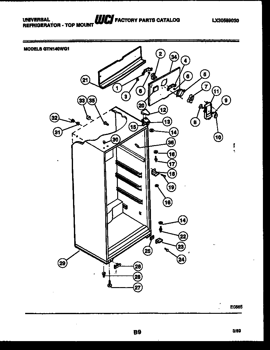 Gibson GTN140BG1 cabinet parts diagram