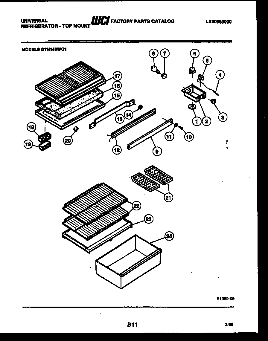 Gibson GTN140BG1 shelves and supports diagram