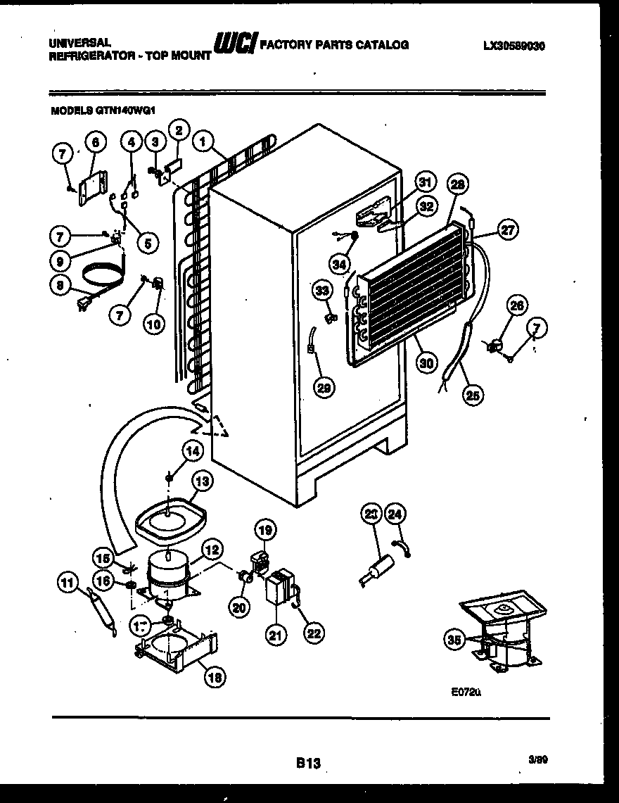 Gibson GTN140BG1 system and automatic defrost parts diagram
