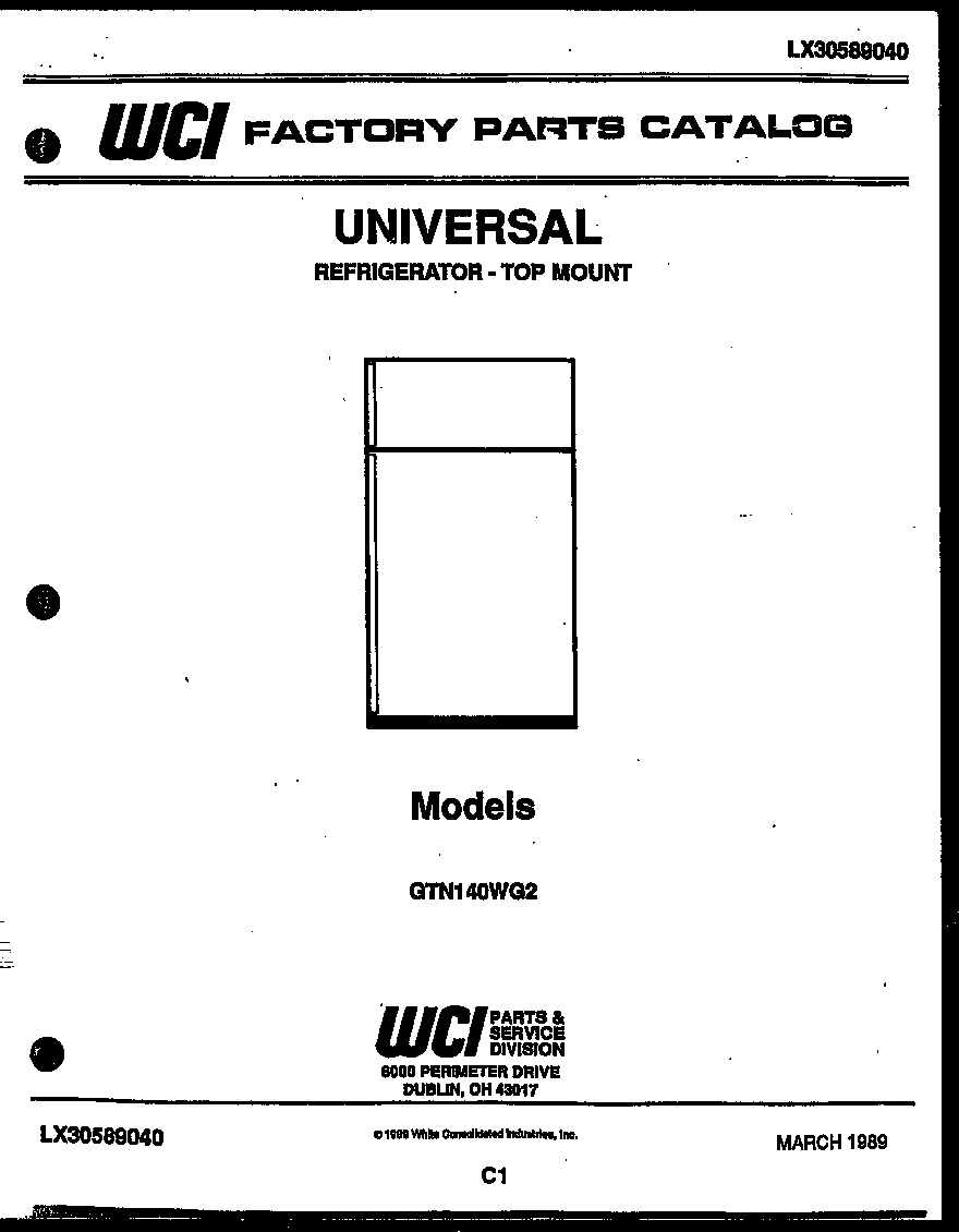 White-Westinghouse GTN140HG2 cover diagram
