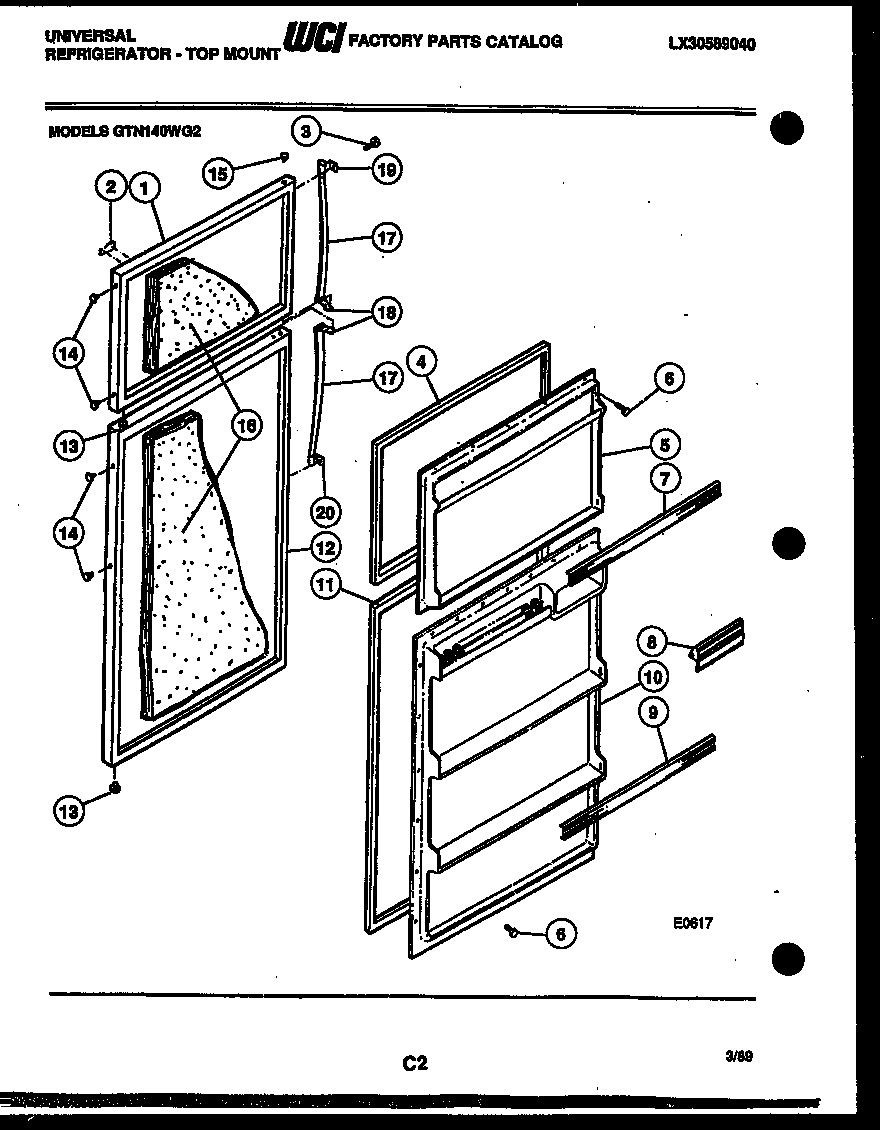 White-Westinghouse GTN140HG2 door parts diagram