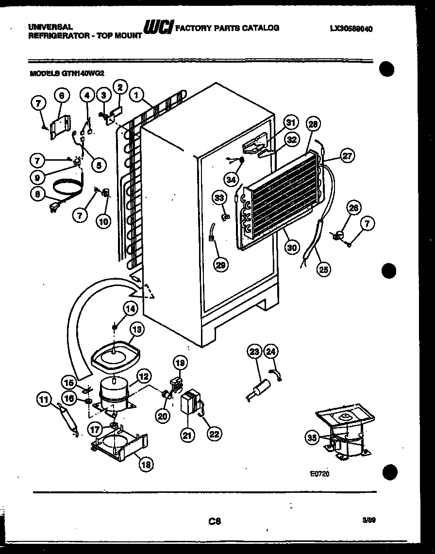 White-Westinghouse GTN140HG2 system and automatic defrost parts diagram