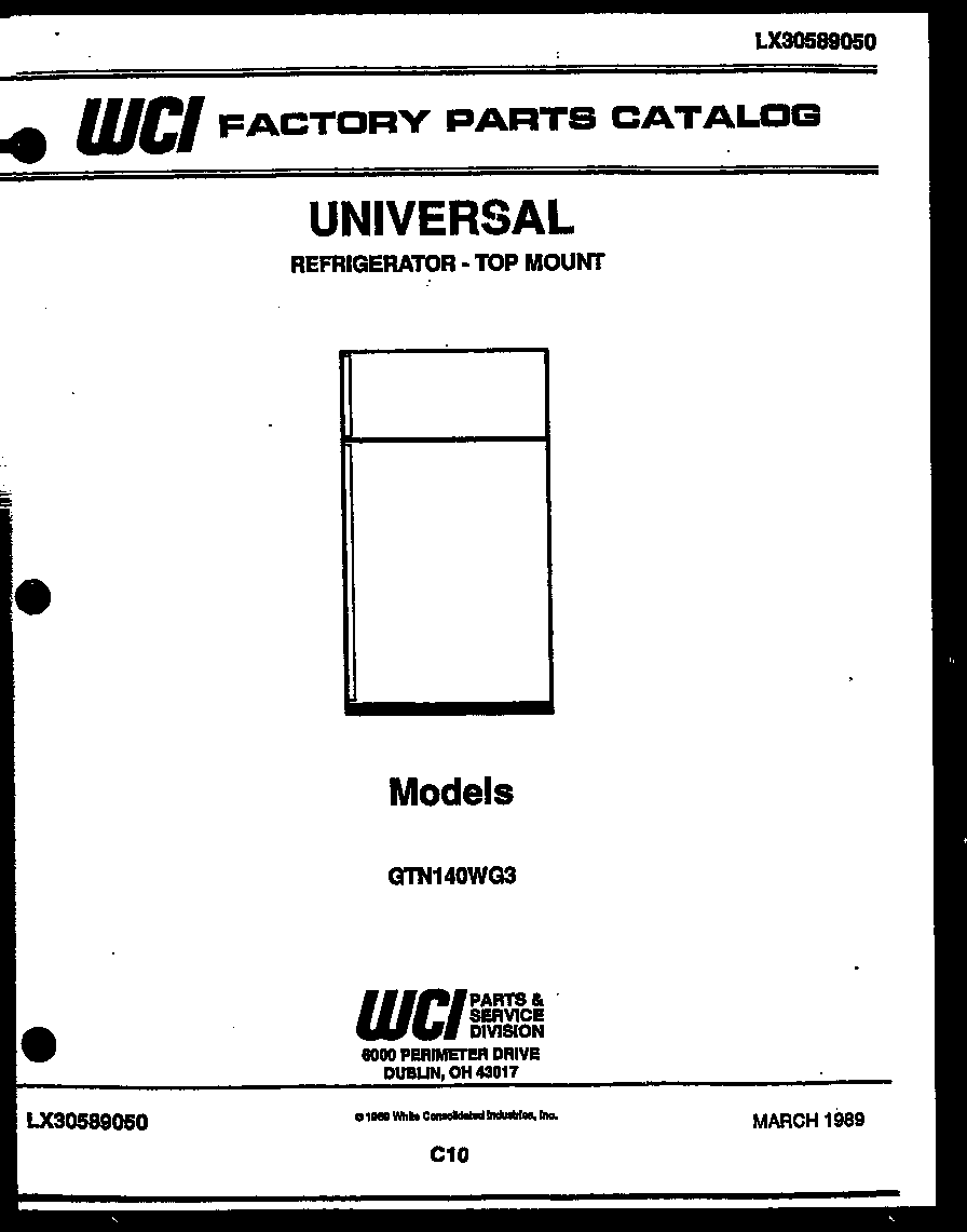 Kelvinator GTN140WA3 cover diagram