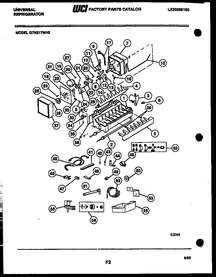 Gibson GTN217CH2 ice maker and installation parts diagram