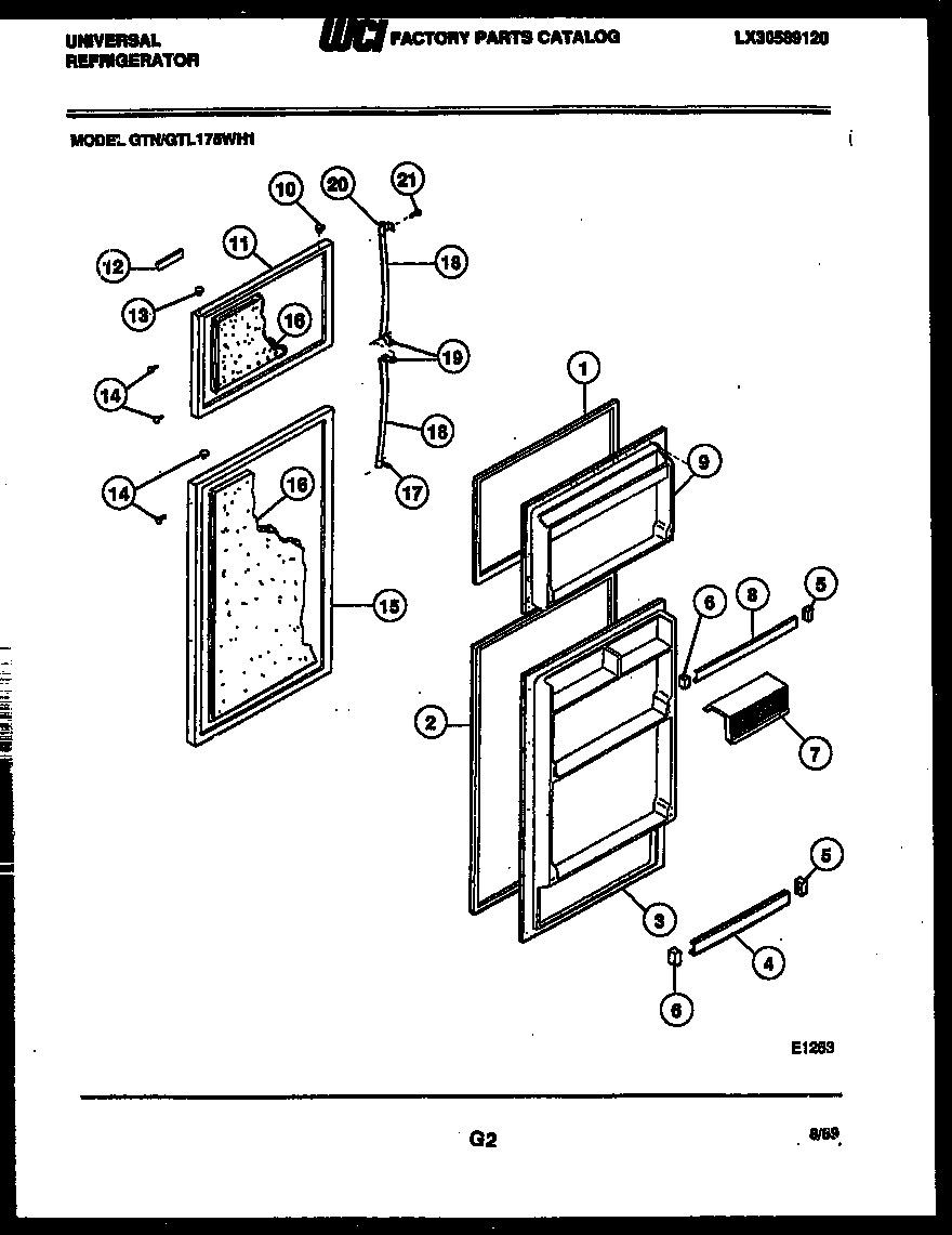 Frigidaire GTL175HH1 door parts diagram