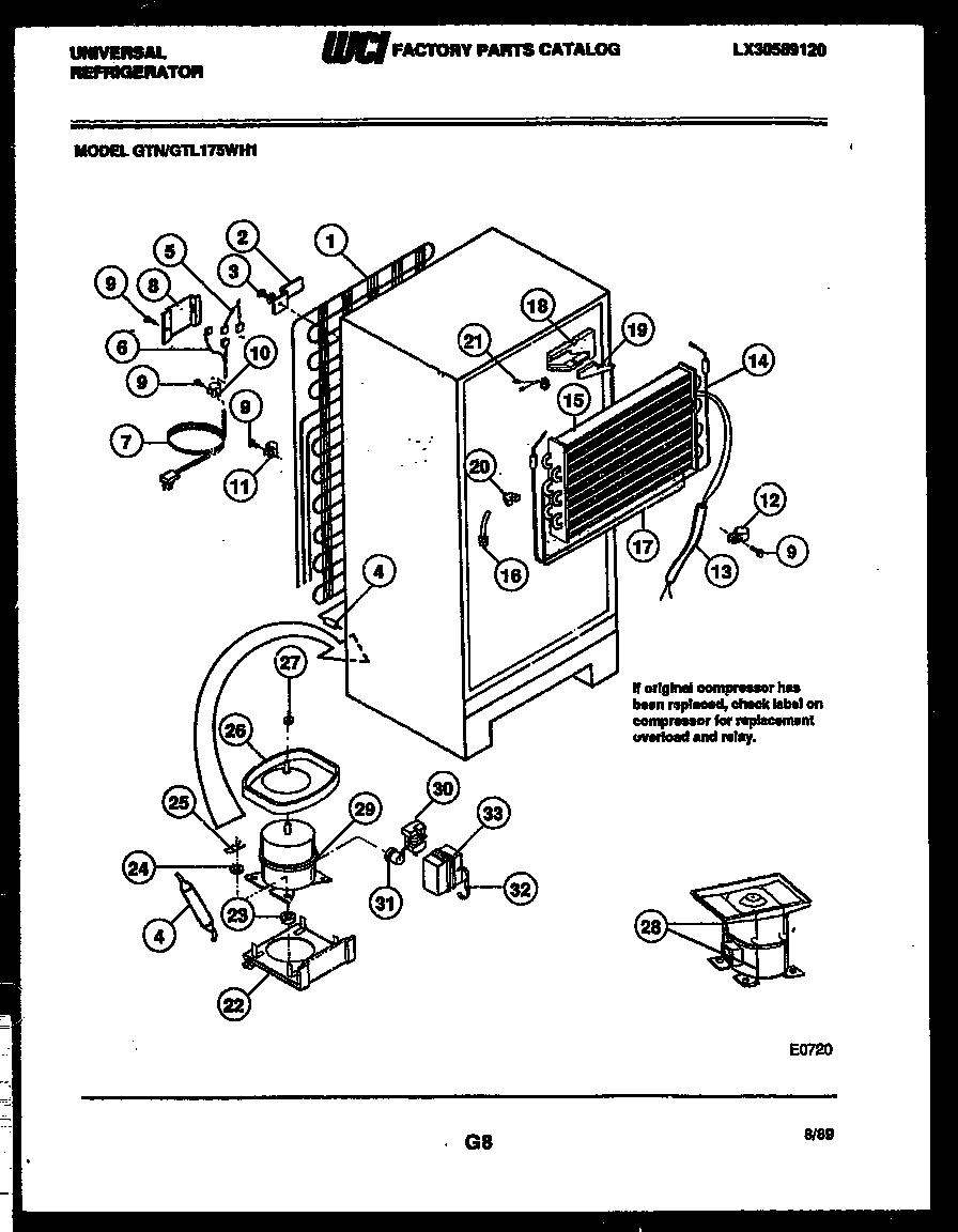 Frigidaire GTL175HH1 system and automatic defrost parts diagram