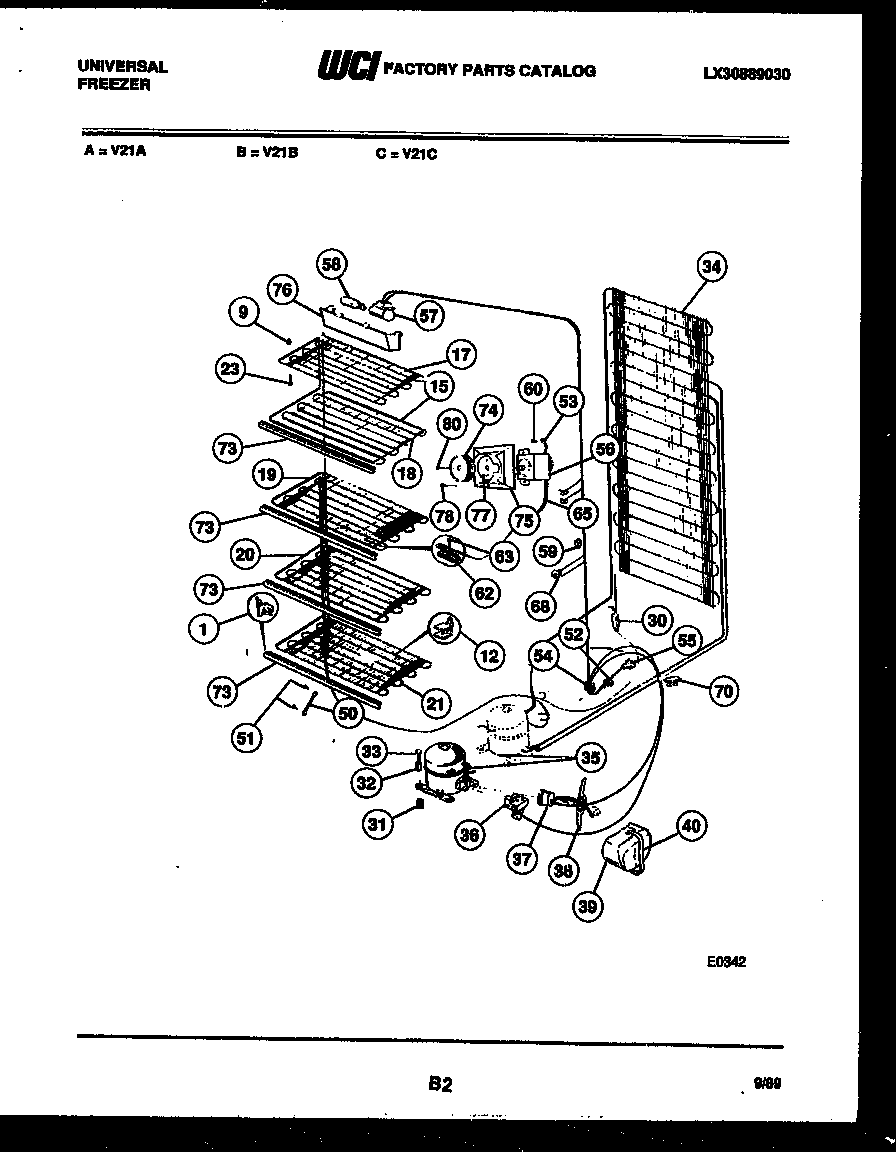 Tappan V21A system and electrical parts diagram