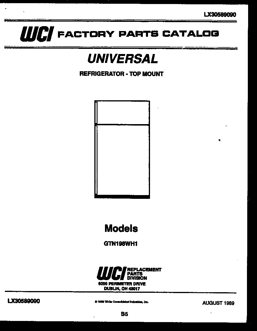 White-Westinghouse GTN198CH1 cover diagram