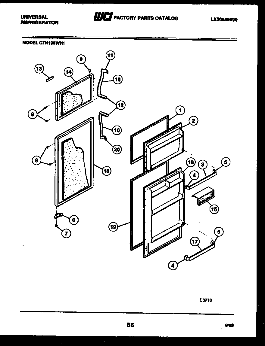 White-Westinghouse GTN198CH1 door parts diagram