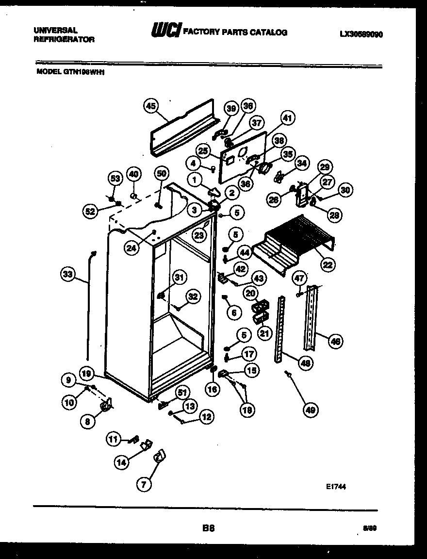 White-Westinghouse GTN198CH1 cabinet parts diagram