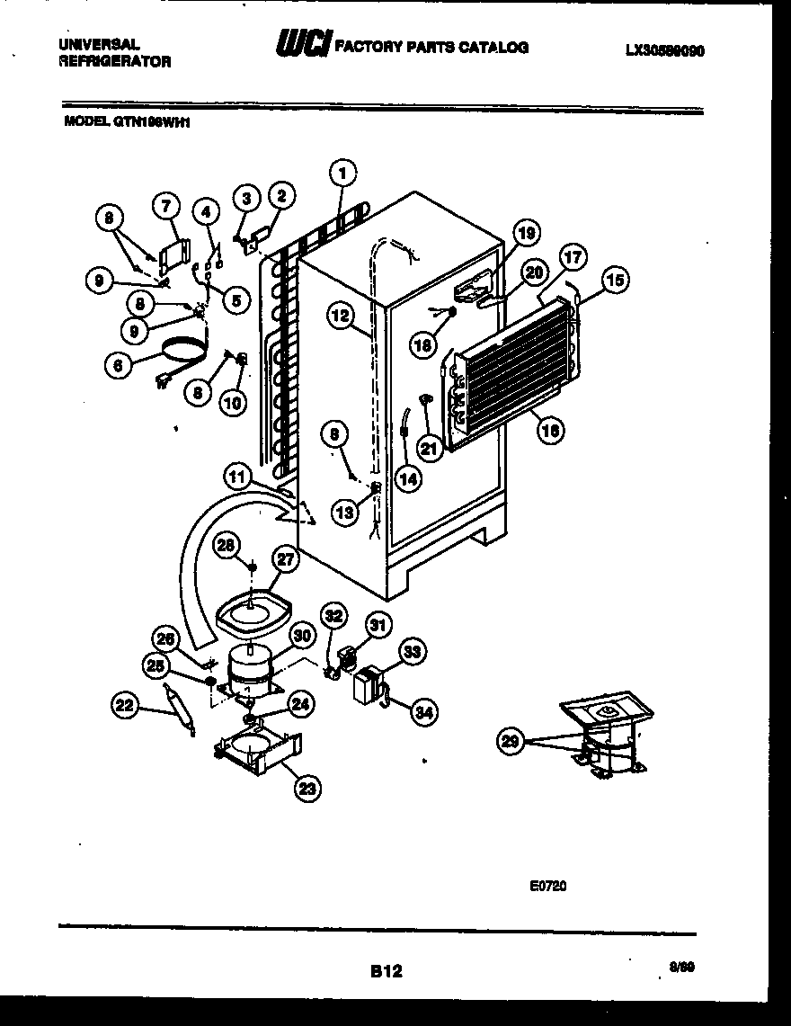 White-Westinghouse GTN198CH1 system and automatic defrost parts diagram