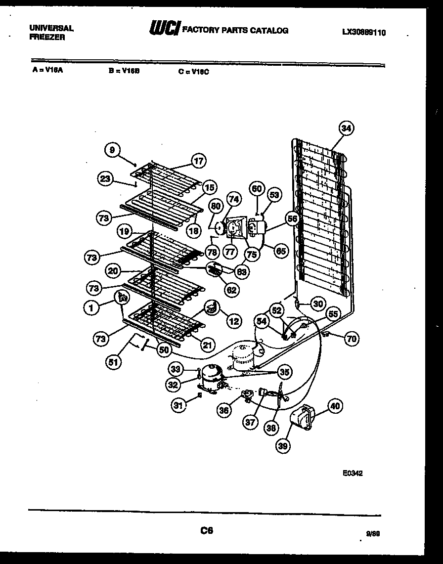 Universal/Multiflex (Frigidaire) V16C system and electrical parts diagram