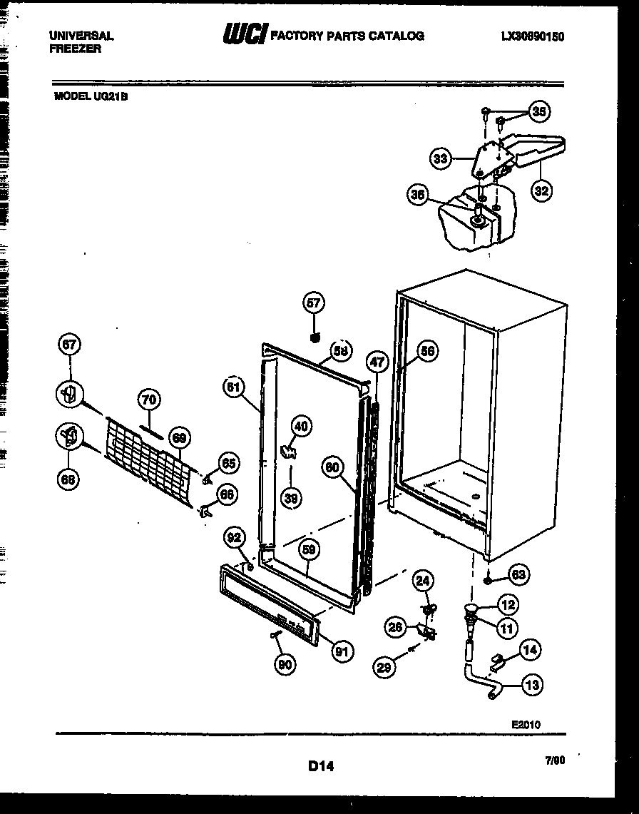 Universal/Multiflex (Frigidaire) UG21B cabinet parts diagram