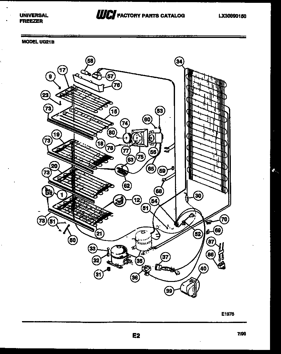 Universal/Multiflex (Frigidaire) UG21B system and electrical parts diagram