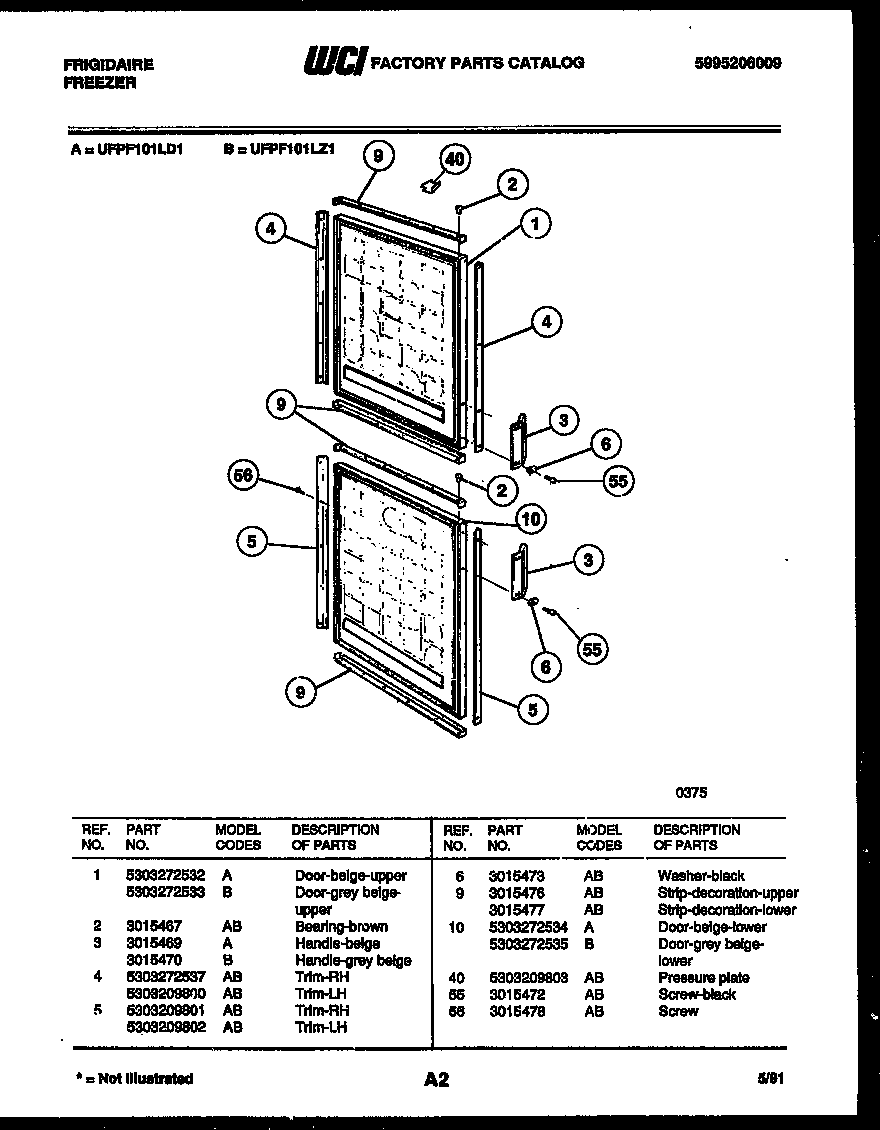 Frigidaire UFPF101LZ1 door parts diagram