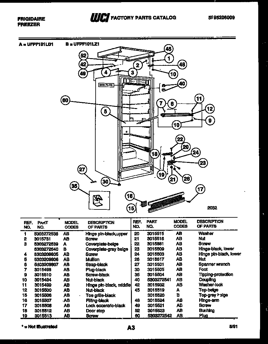Frigidaire UFPF101LZ1 cabinet parts diagram