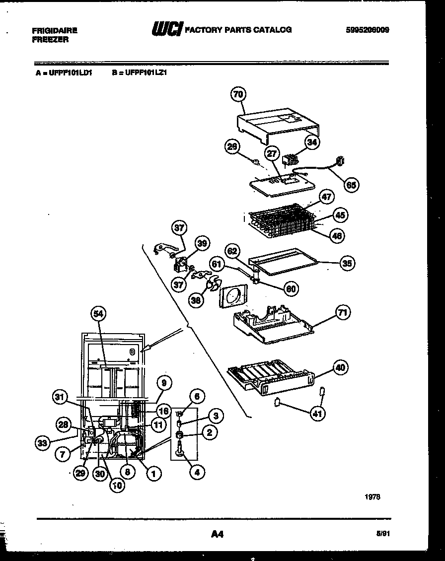 Frigidaire UFPF101LZ1 system and automatic defrost parts diagram