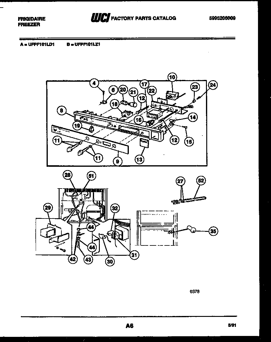 Frigidaire UFPF101LZ1 system and control parts diagram