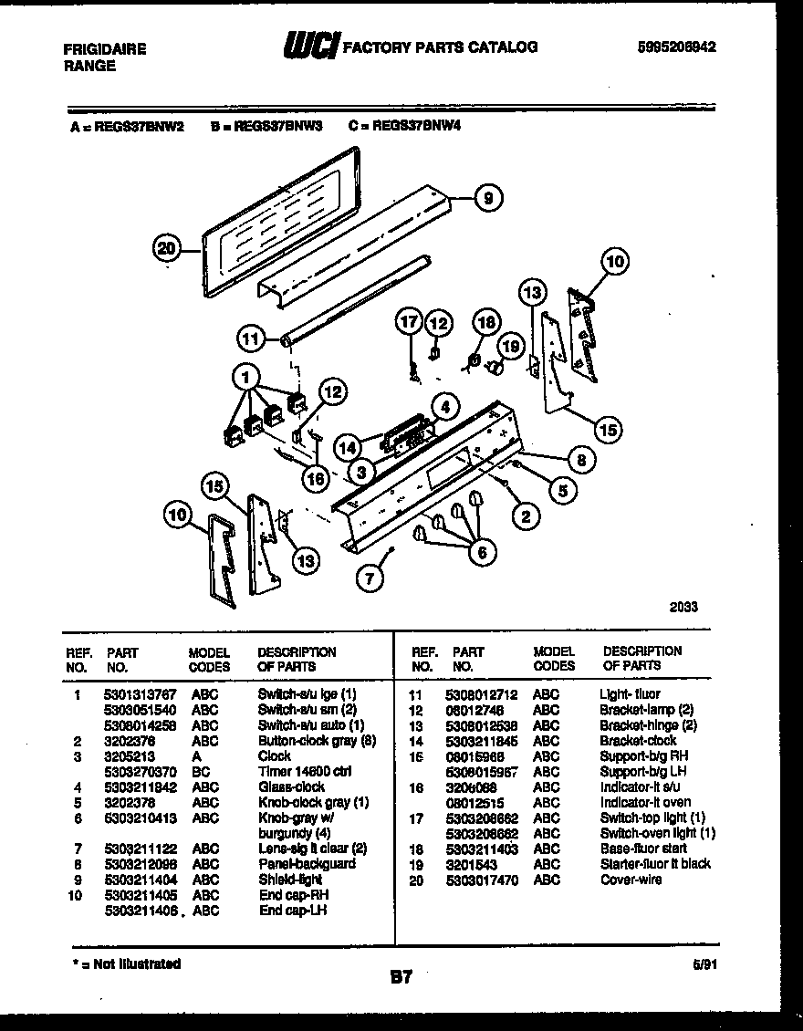 Frigidaire REGS37BNL3 backguard diagram