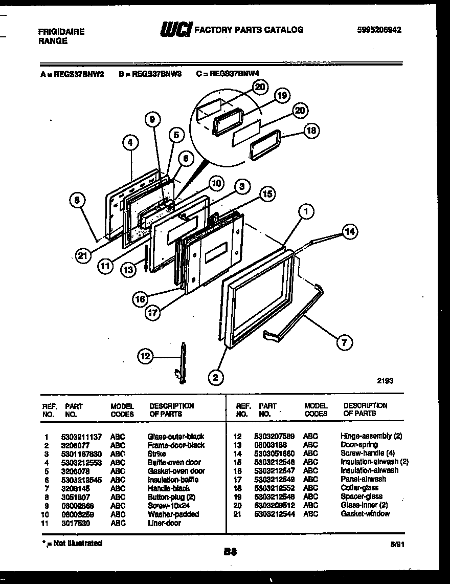 Frigidaire REGS37BNL3 door parts diagram