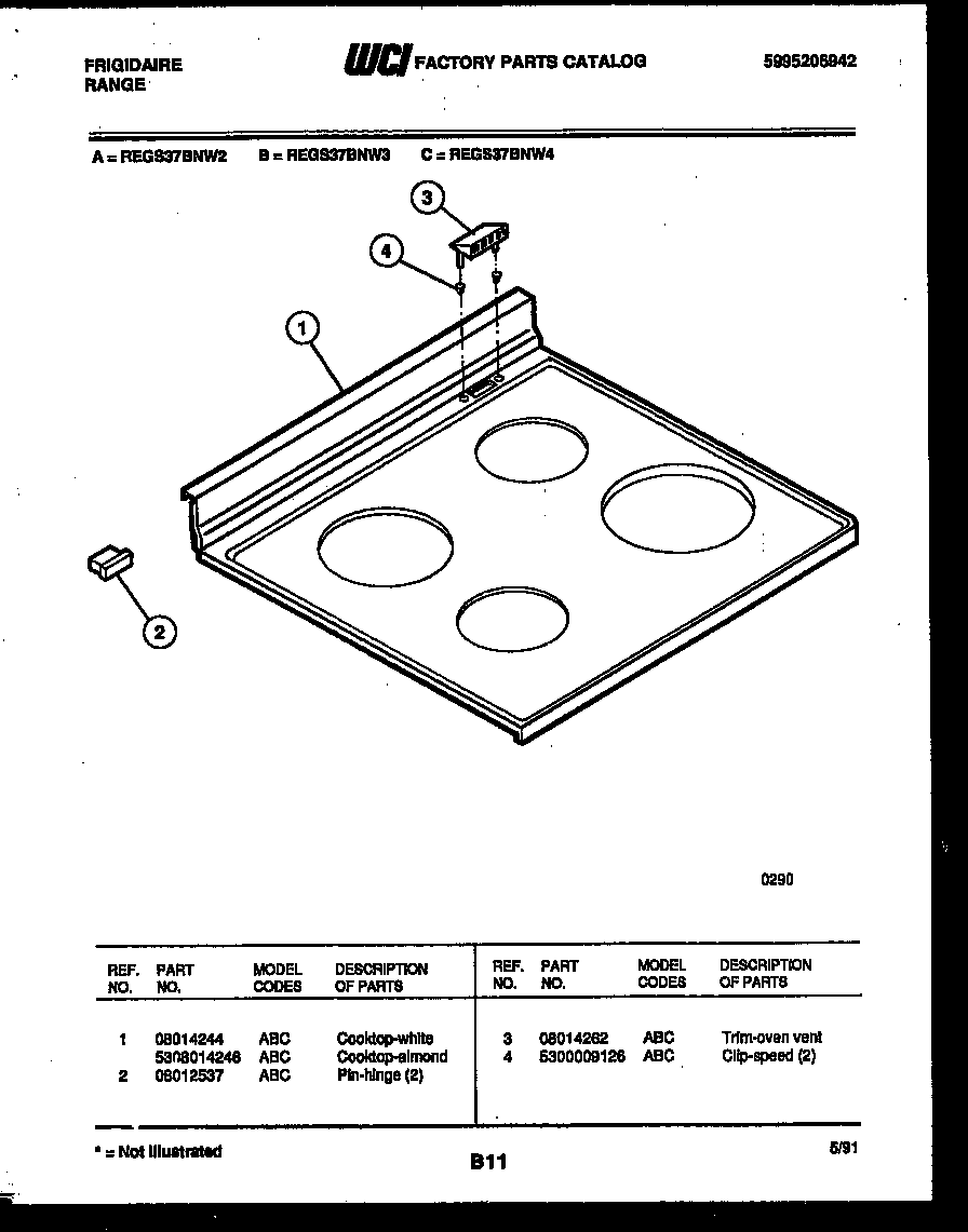 Frigidaire REGS37BNL3 cooktop parts diagram