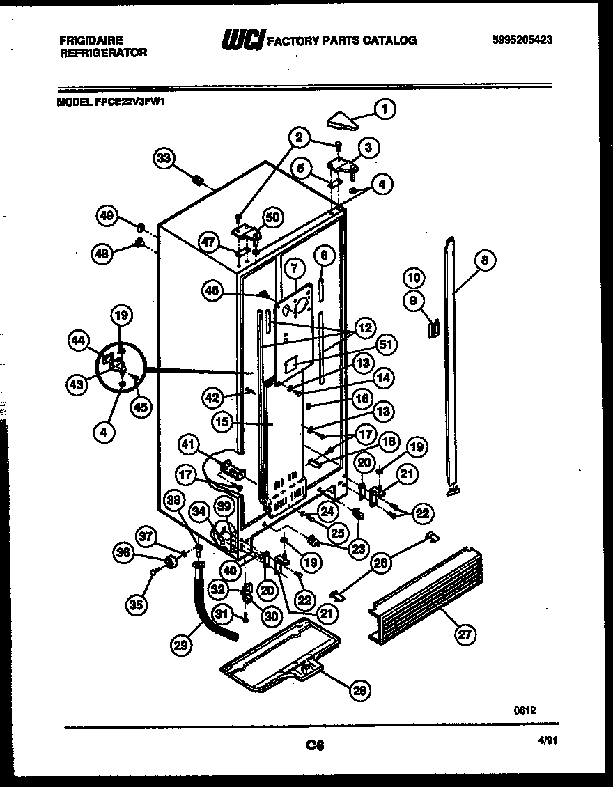 Frigidaire FPCE22V3FH1 cabinet parts diagram
