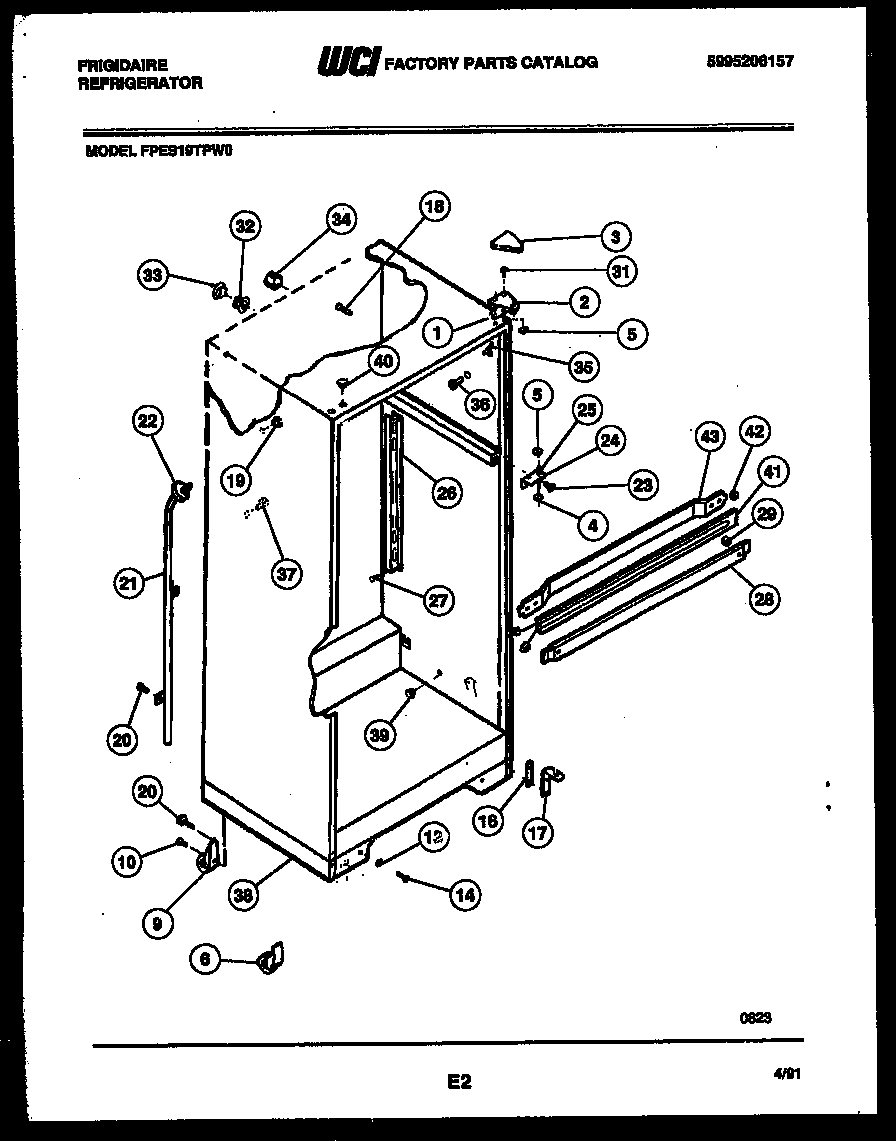 Frigidaire FPES19TPH0 cabinet parts diagram