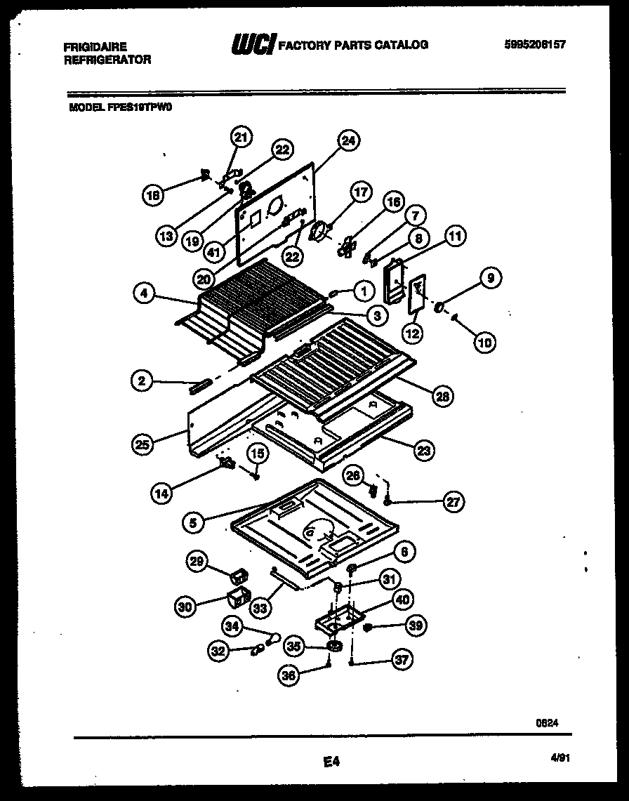 Frigidaire FPES19TPH0 shelves and supports diagram