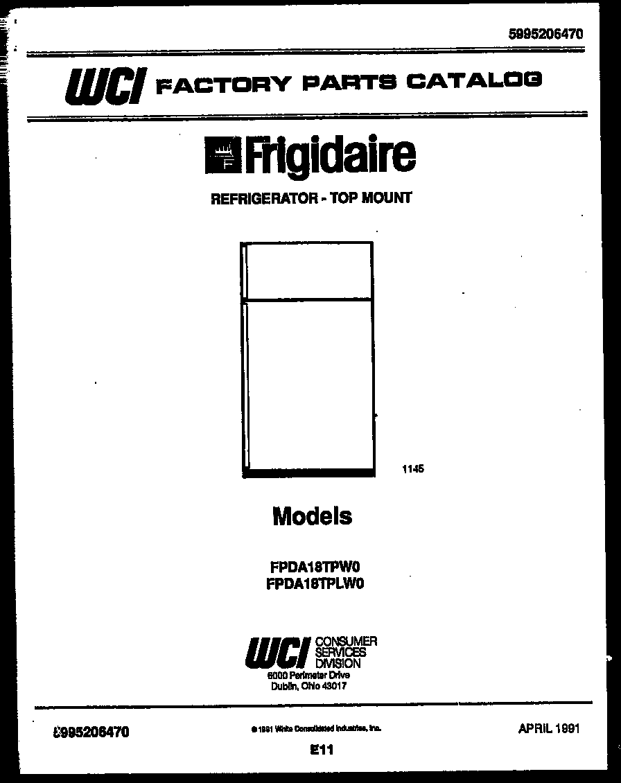 Frigidaire FPDA18TPW0 cover diagram