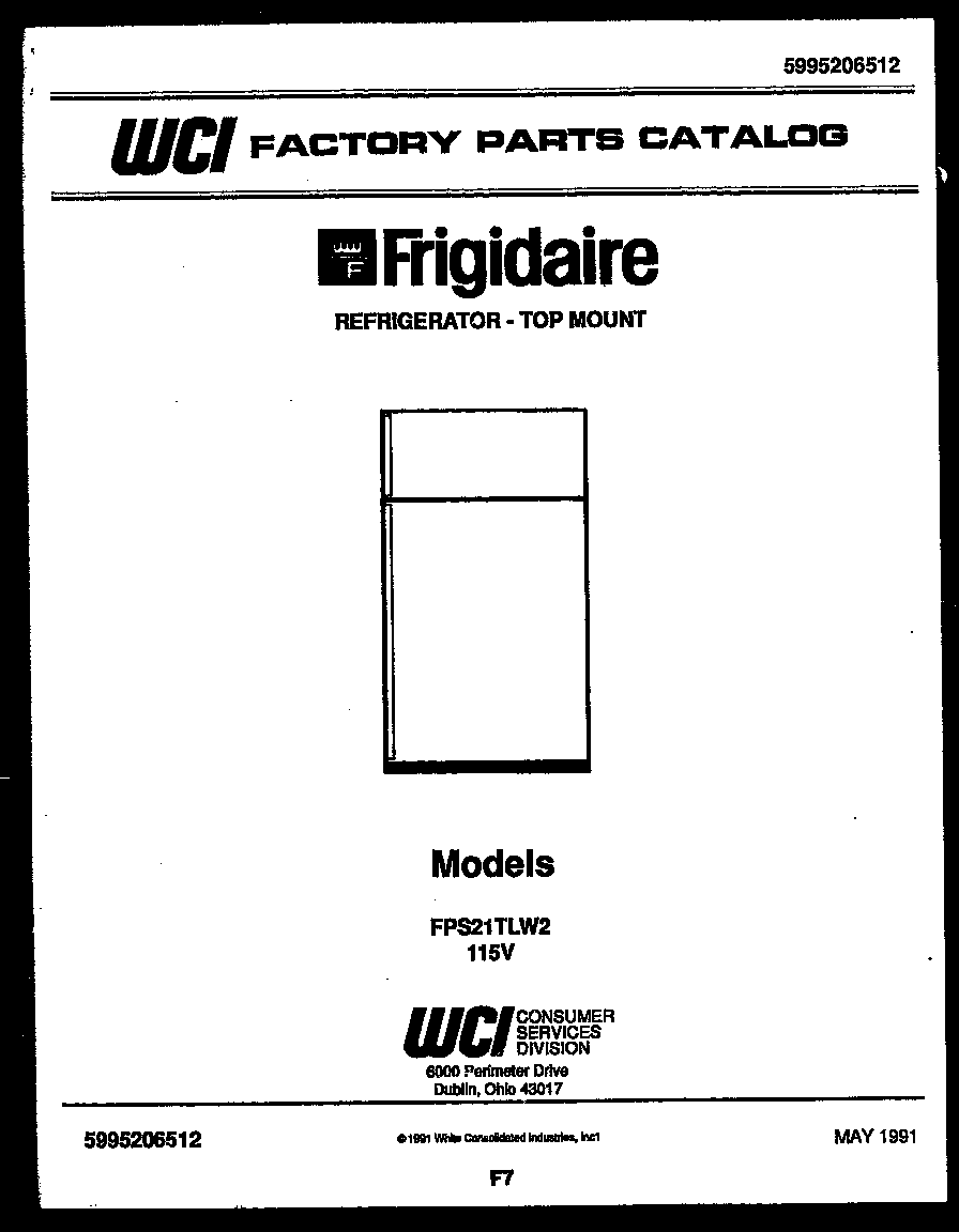 Frigidaire FPS21TLF2 cover diagram