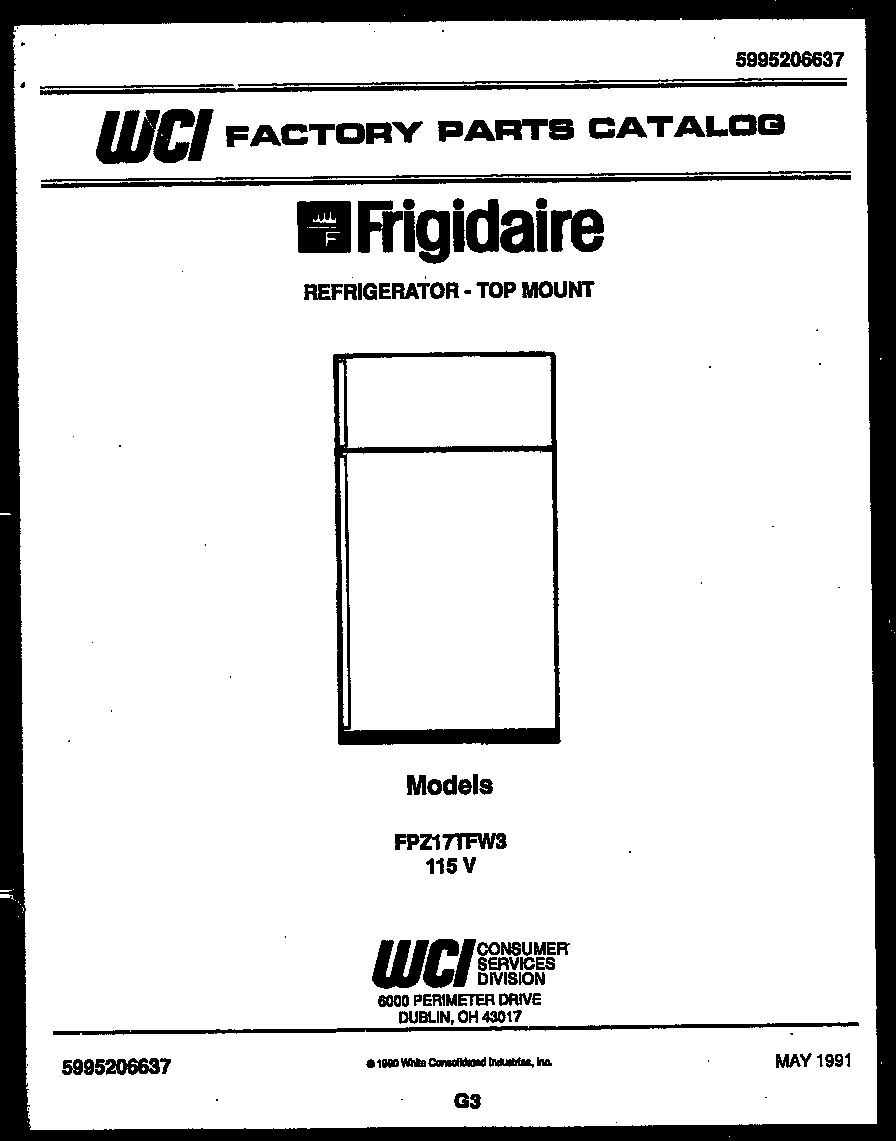 Frigidaire FPZ17TFL3 cover diagram