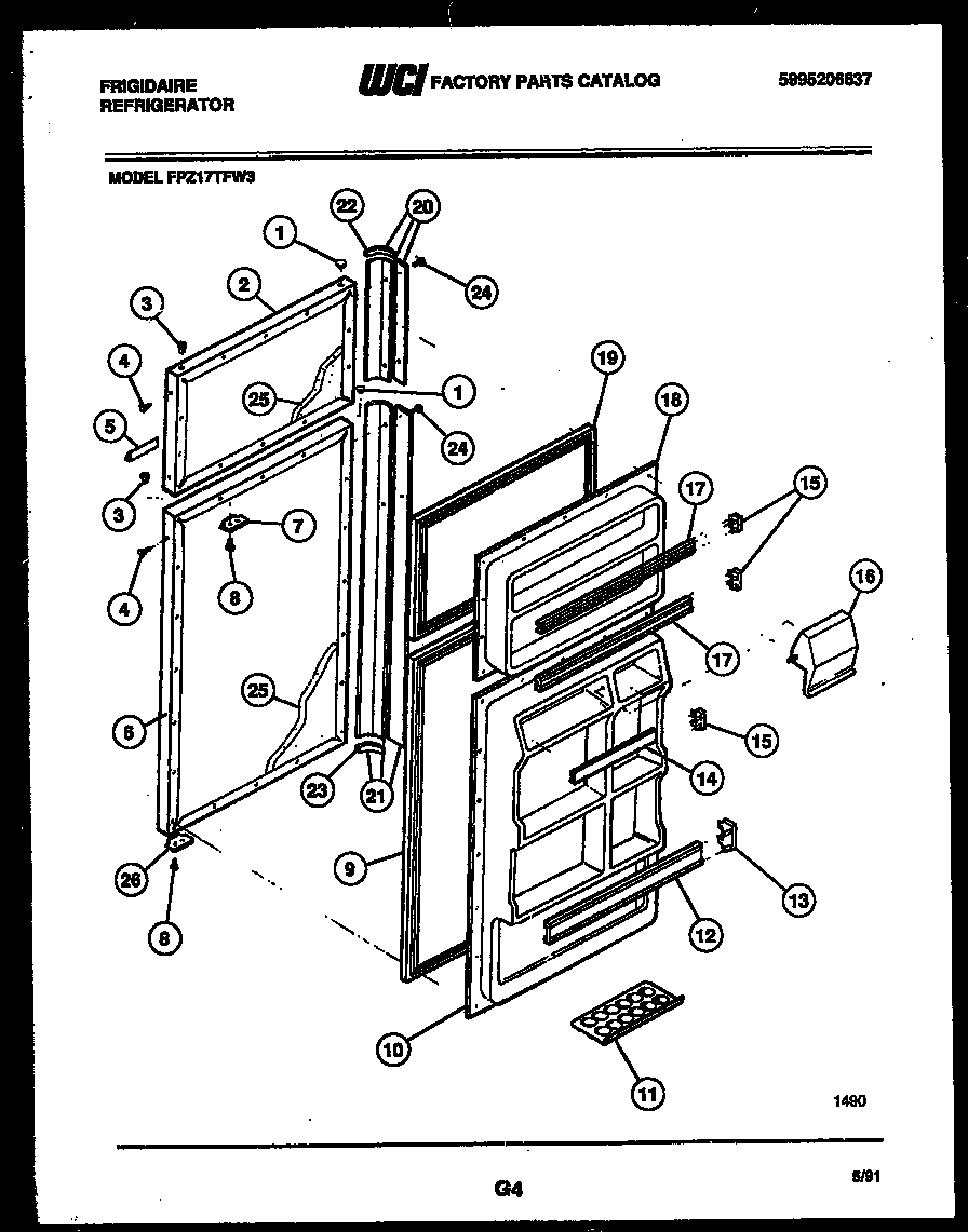 Frigidaire FPZ17TFL3 door parts diagram
