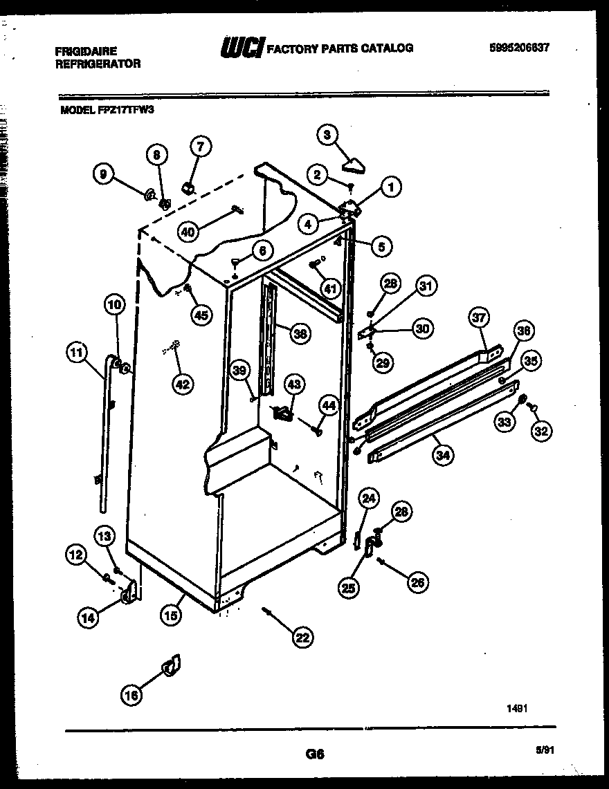 Frigidaire FPZ17TFL3 cabinet parts diagram