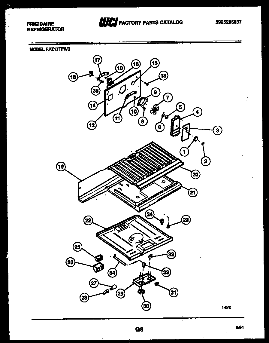 Frigidaire FPZ17TFL3 shelves and supports diagram