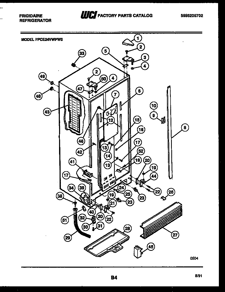 Frigidaire FPCE24VWPW0 cabinet parts diagram