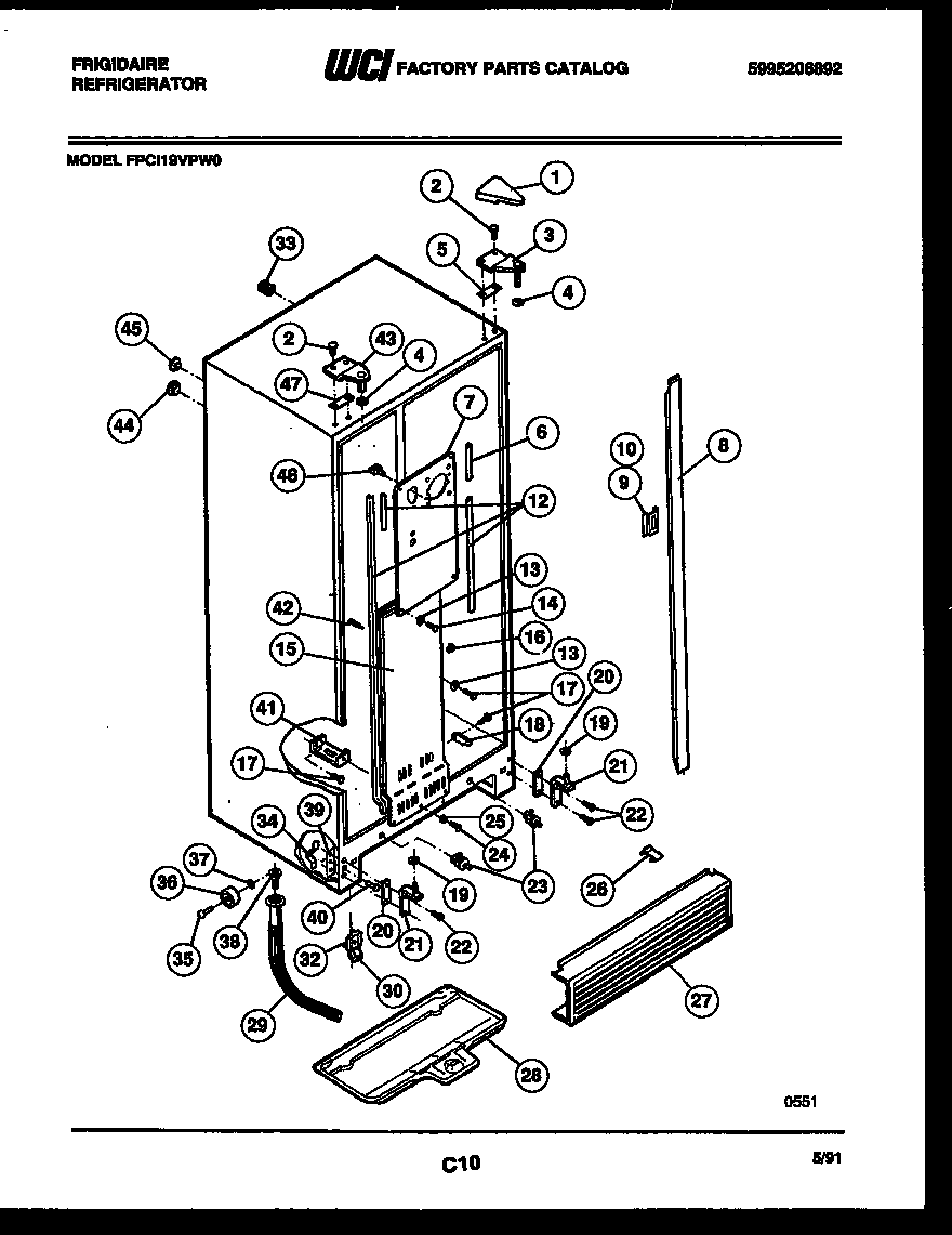 Frigidaire FPCI19VPL0 cabinet parts diagram
