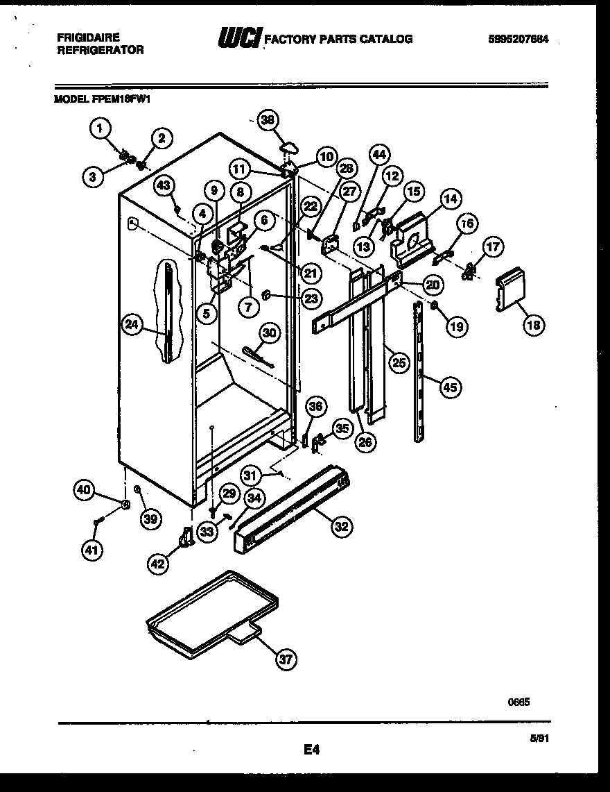 Frigidaire FPEM18FH1 cabinet parts diagram