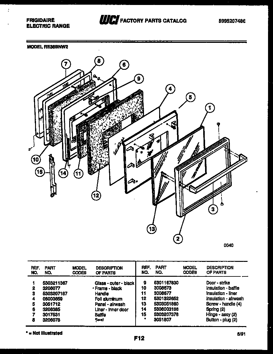 Frigidaire RE36BNW2 door parts diagram