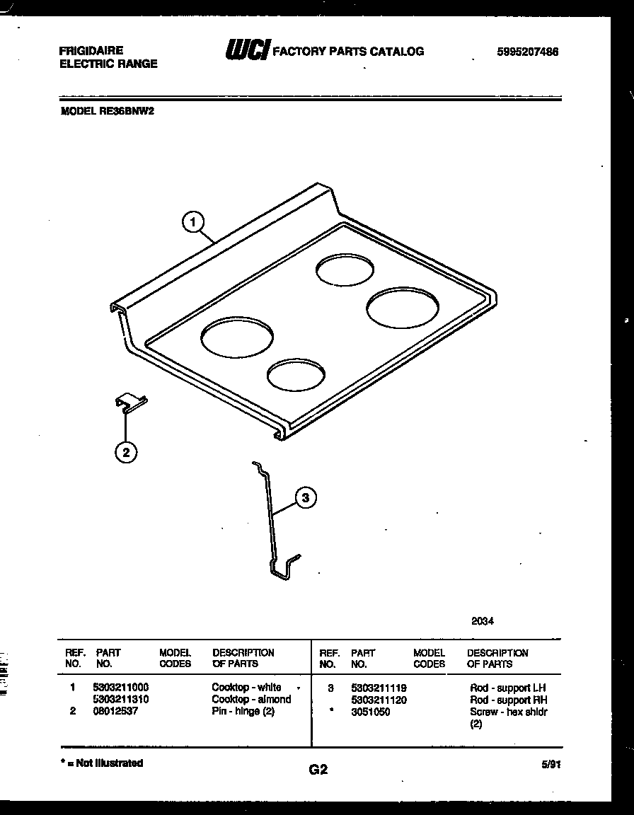 Frigidaire RE36BNW2 cooktop parts diagram