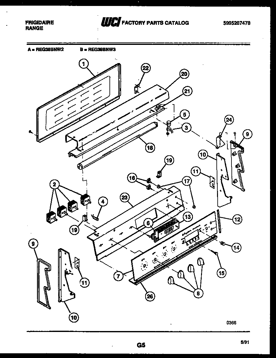 Frigidaire REG38BNL3 backguard diagram