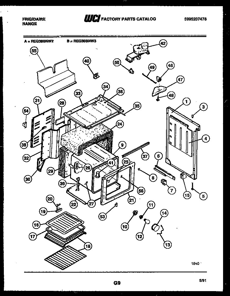 Frigidaire REG38BNL3 body parts diagram