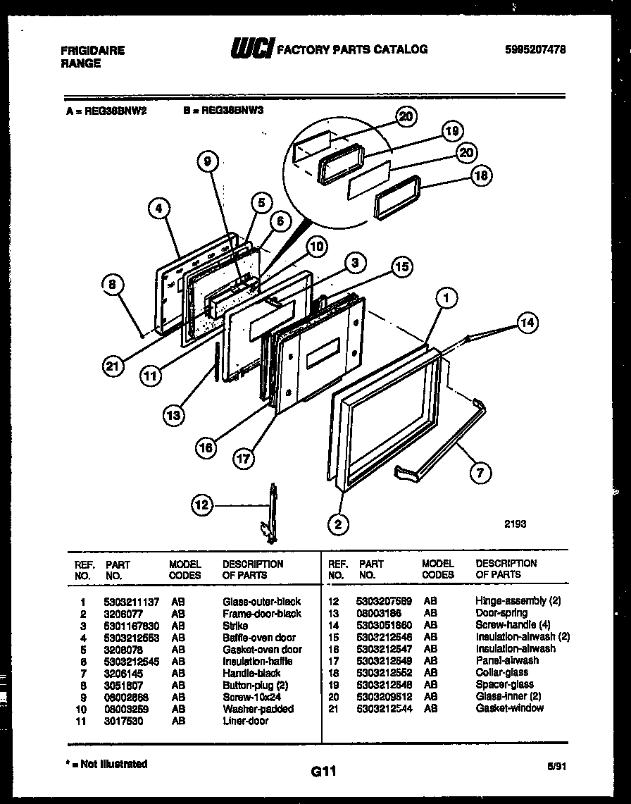 Frigidaire REG38BNL3 door parts diagram