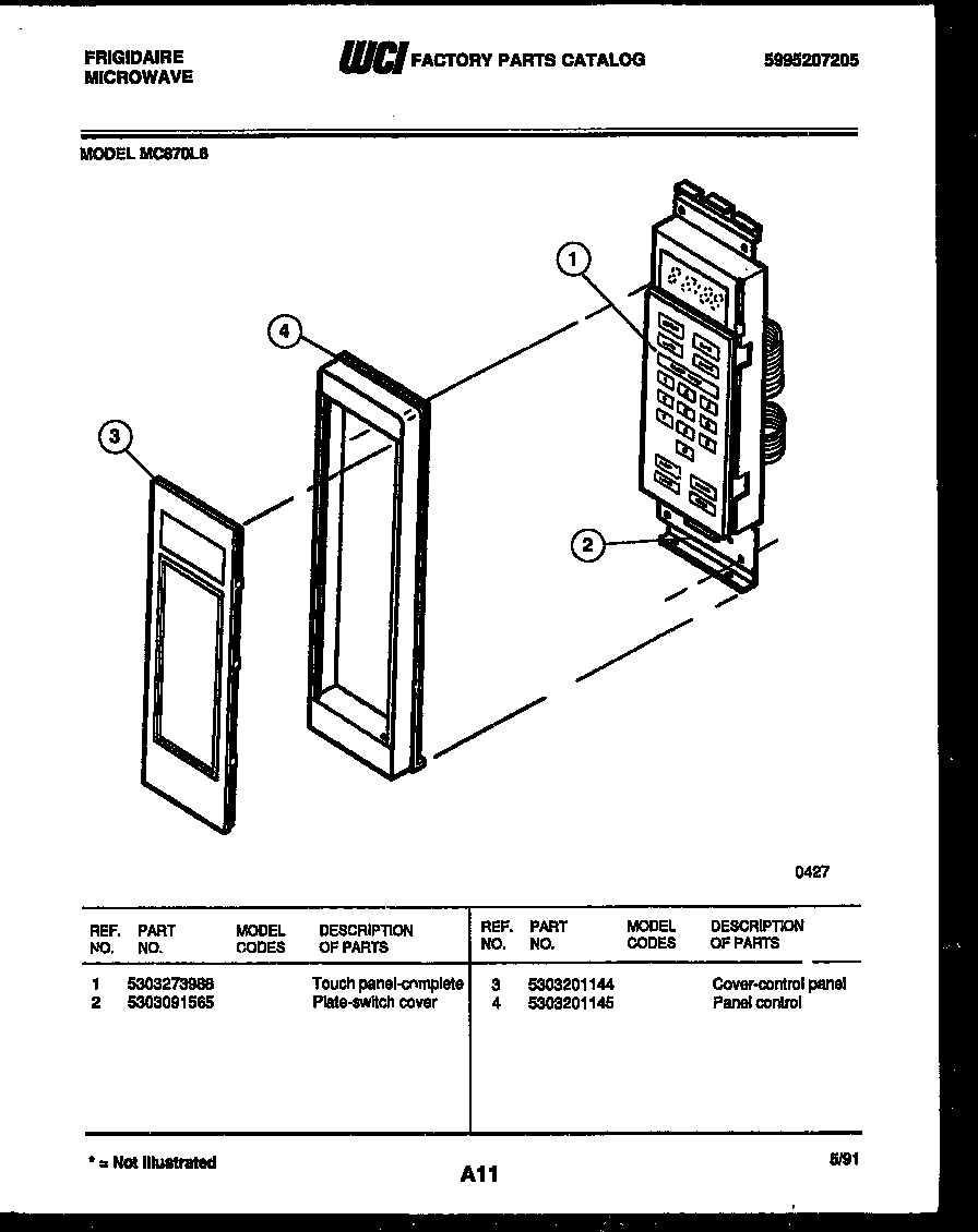 Frigidaire MC870L6 control panel diagram
