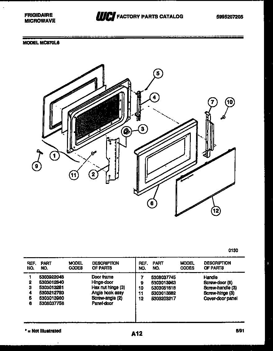 Frigidaire MC870L6 door parts diagram