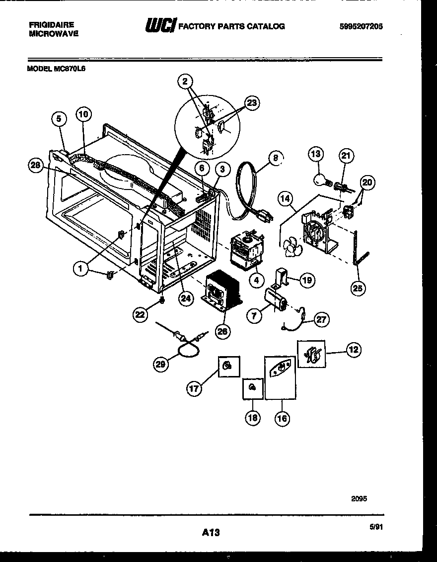 Frigidaire MC870L6 functional parts diagram