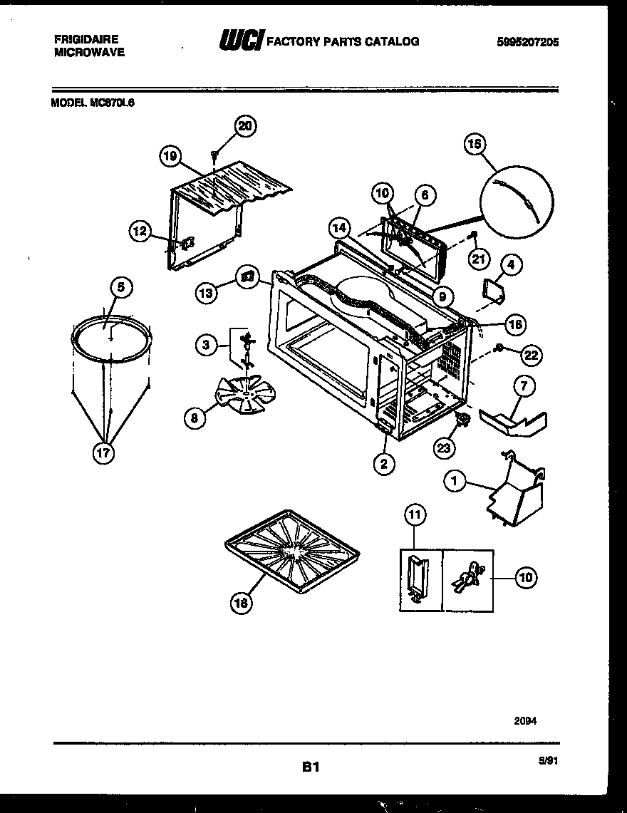 Frigidaire MC870L6 wrapper and body parts diagram
