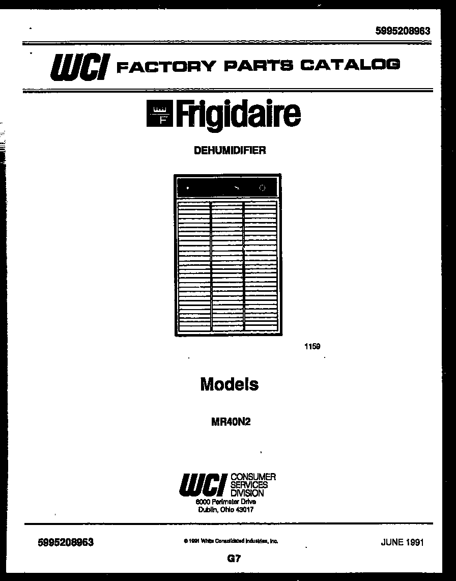 Frigidaire MR40N2 front cover diagram