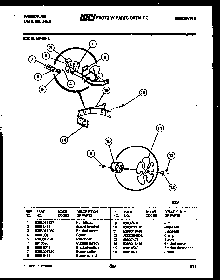 Frigidaire MR40N2 air control parts diagram