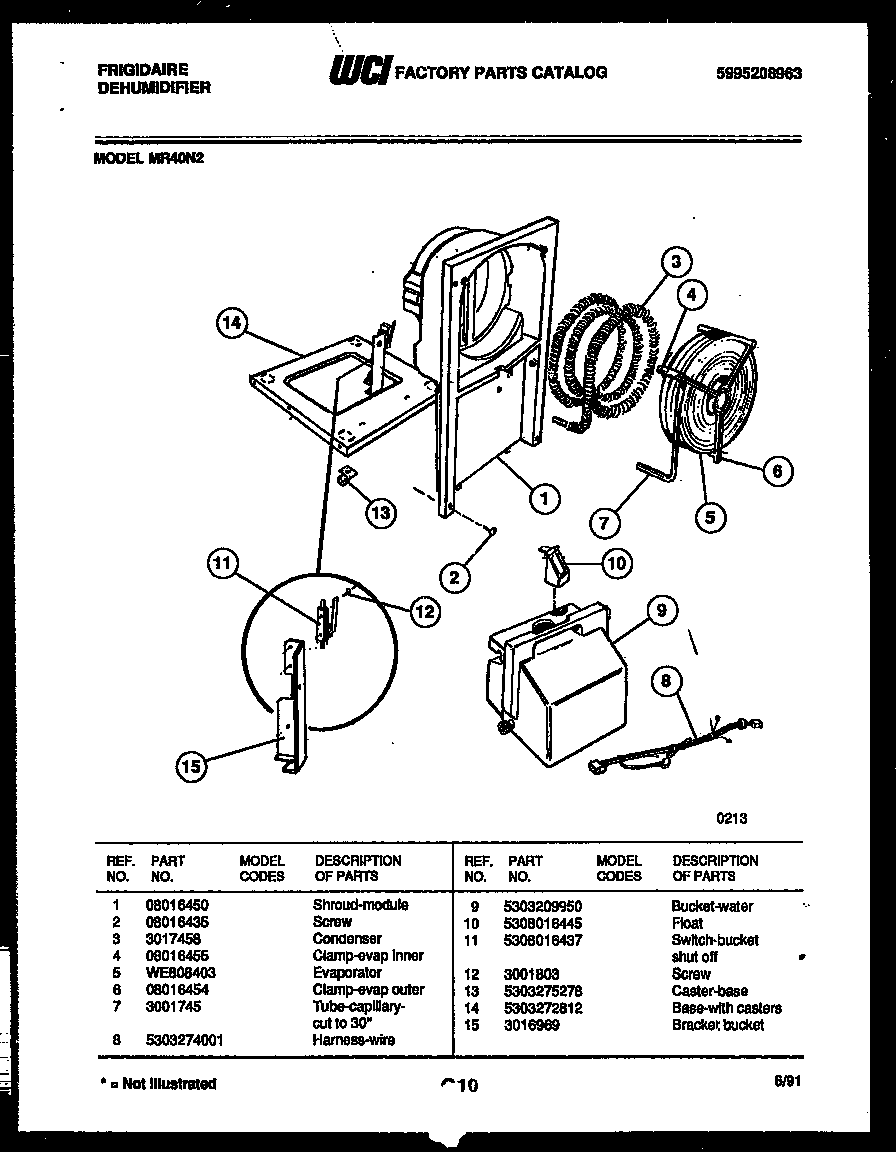 Frigidaire MR40N2 water and condensing parts diagram
