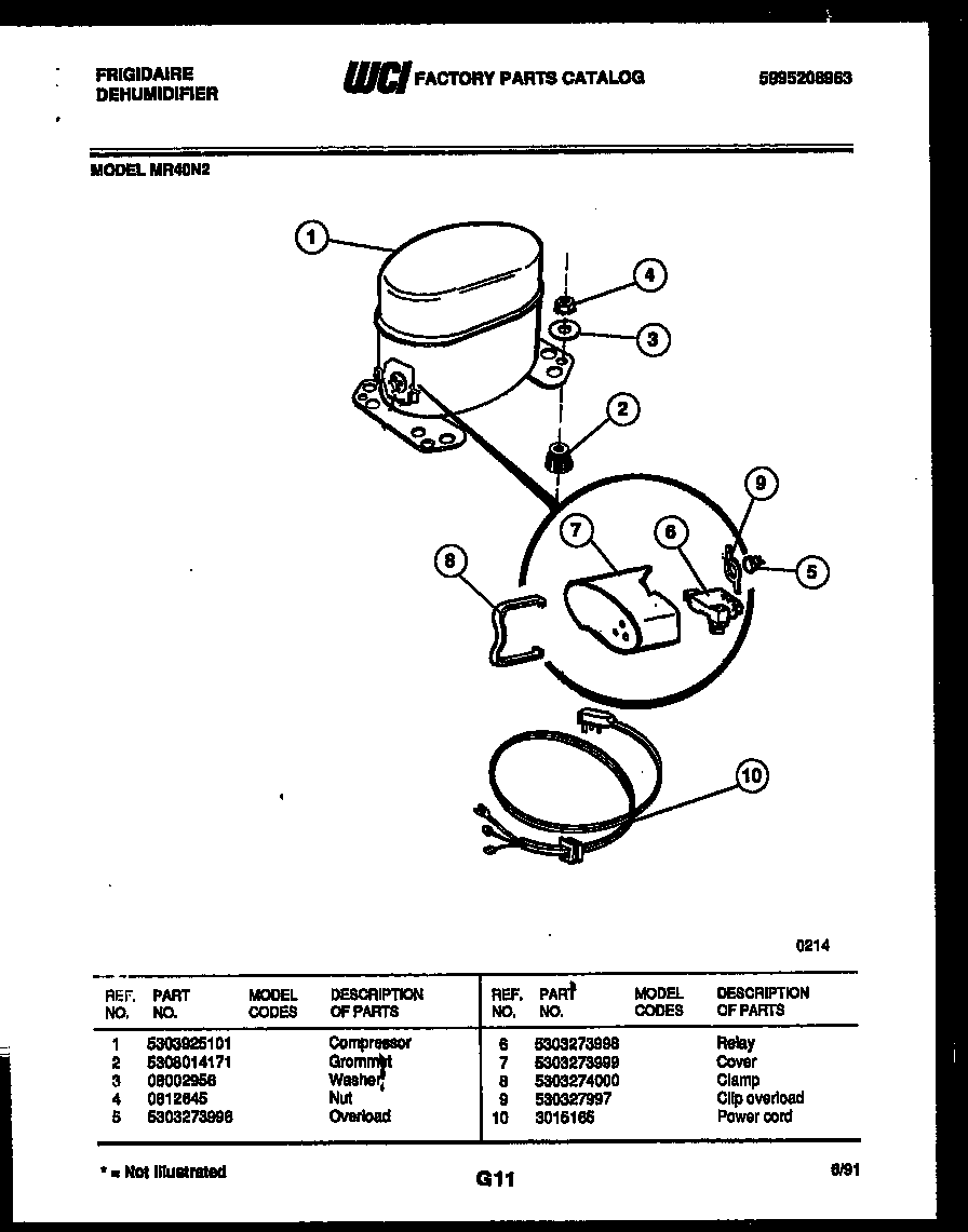 Frigidaire MR40N2 compressor parts diagram